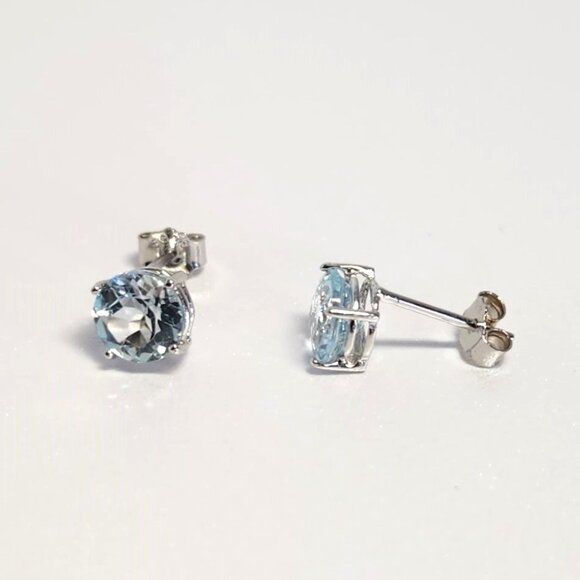 Blue Topaz Earrings 2 Carats tw - Picture 2 of 5